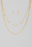 Metallic Layered Chains Necklace Set - Gold