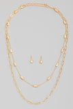 Metallic Layered Chains Necklace Set - Gold