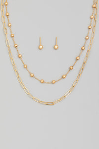 Layered Necklace Set - Gold