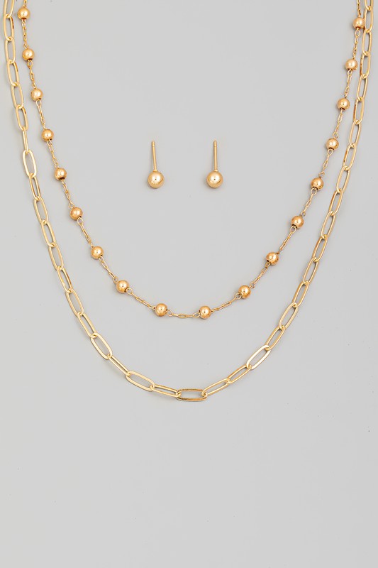 Layered Necklace Set - Gold