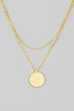 Gold Coin Pendant Layered Chain Necklace