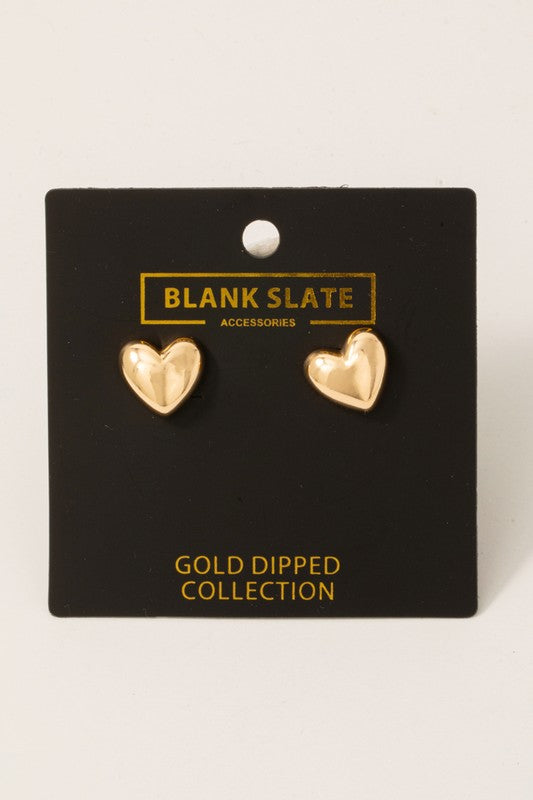 Gold Heart Stud Earrings