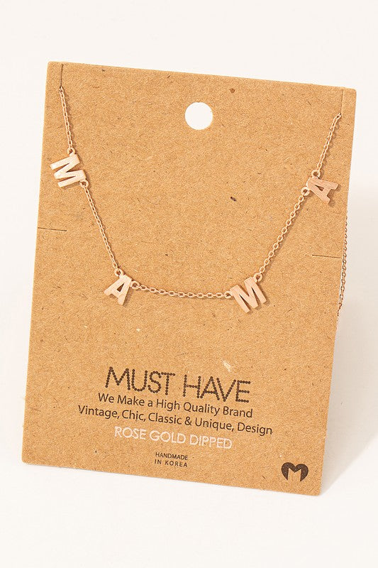 Mama Charm Necklace - Rose Gold