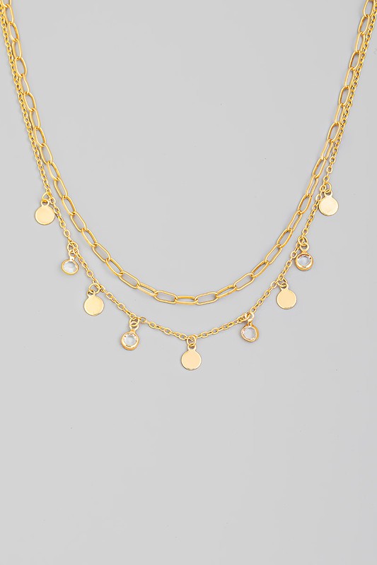 Layered Chain Mini Coin Station Necklace