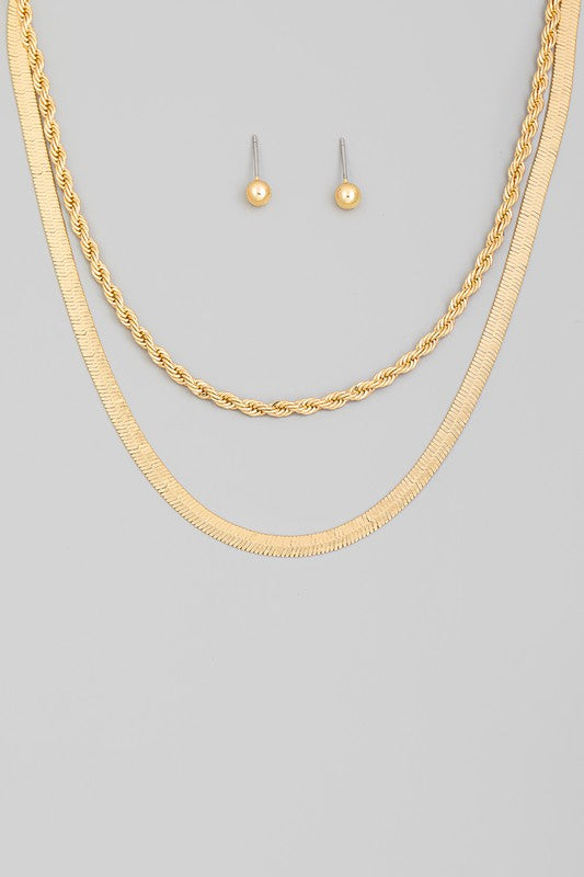 Gold Flat Snake Chain Layered Necklace