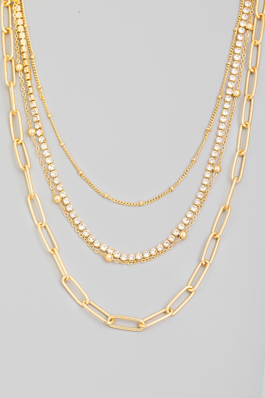 Layered Multi Chain Link Necklace